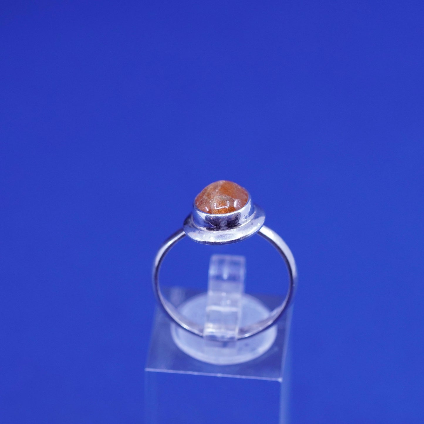 Size 8, vintage sterling 925 silver handmade ring with yellow citrine