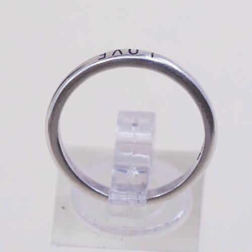 Sz 8, Vtg WJ Sterling Silver Handmade Ring 925 Prayer “love” Stackable Band