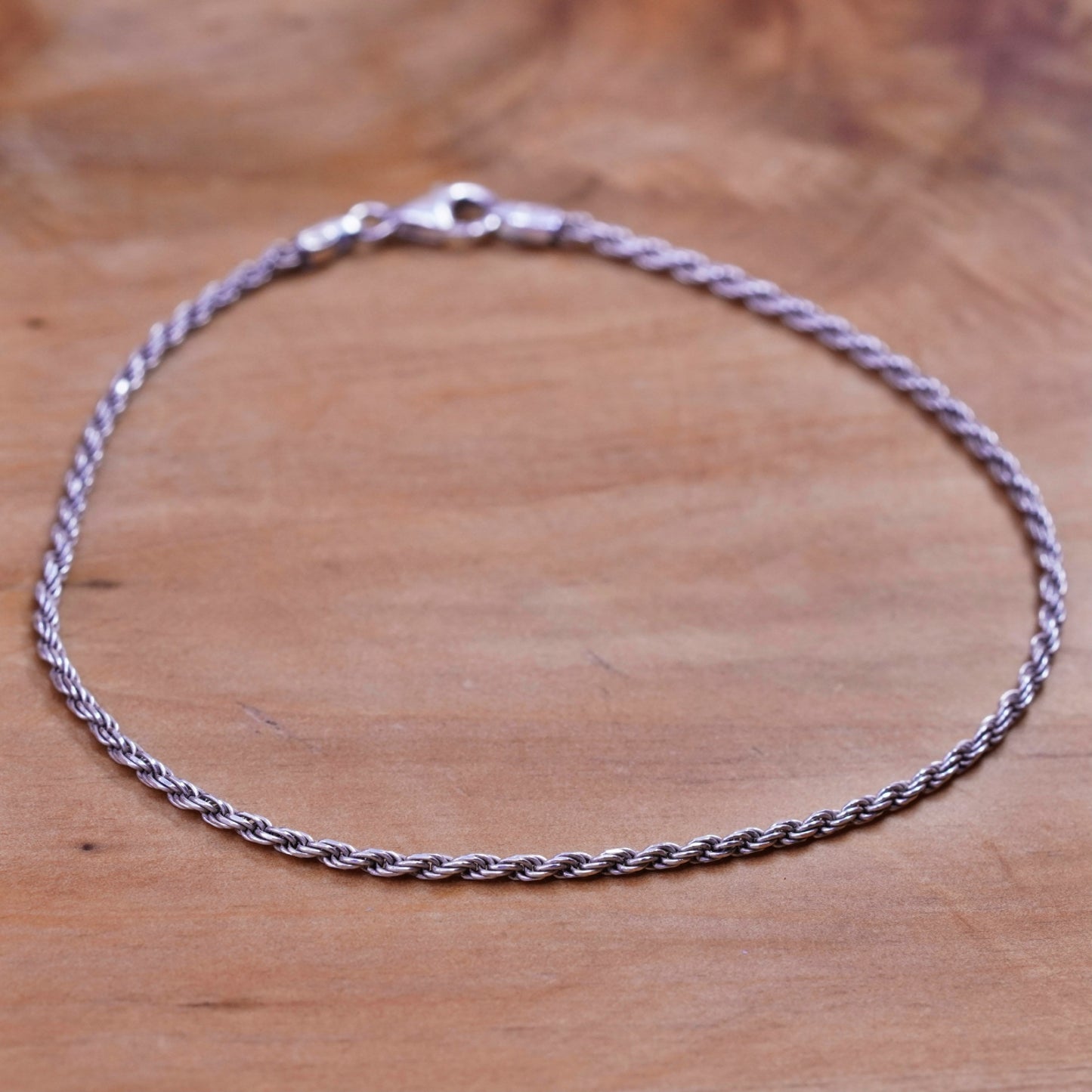9”, 2mm, Vintage Sterling 925 silver handmade rope bracelet, anklet