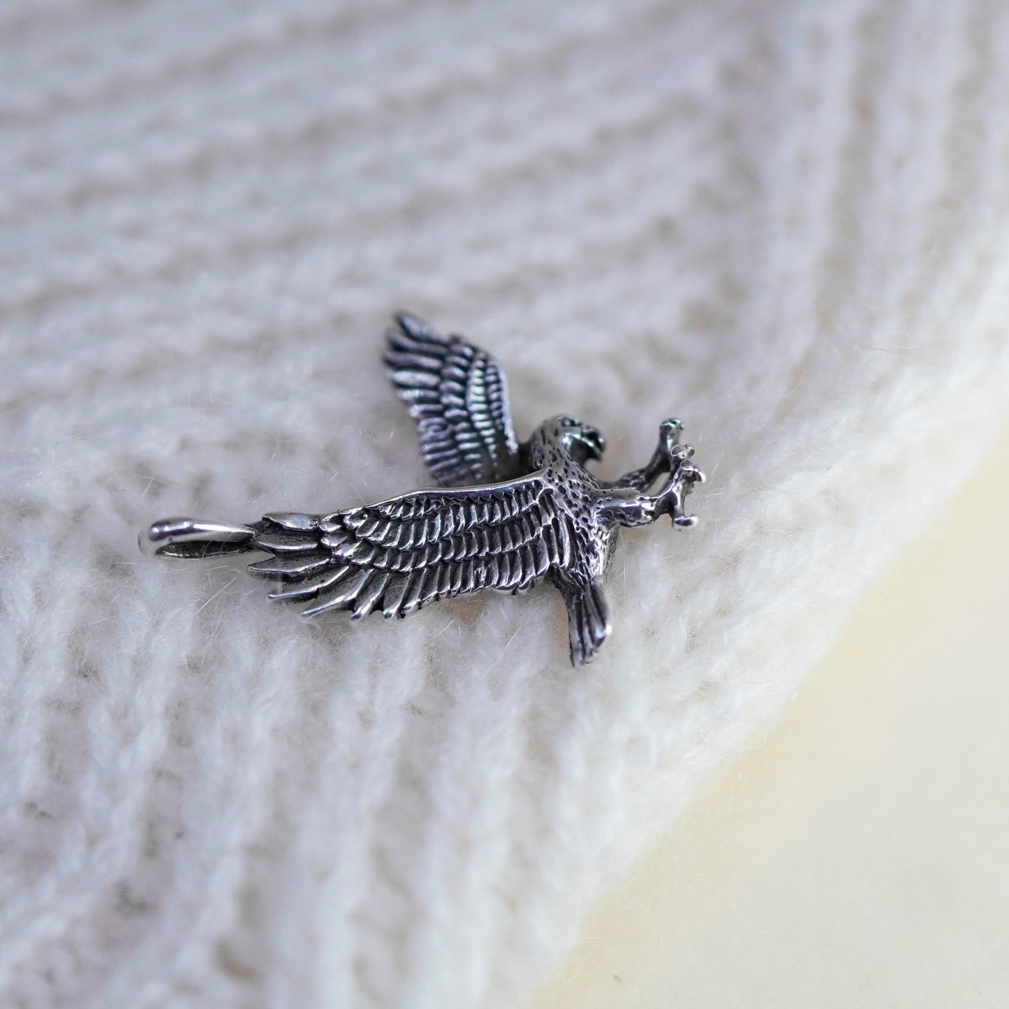Vintage Sterling 925 silver handmade Eagle pendant charm