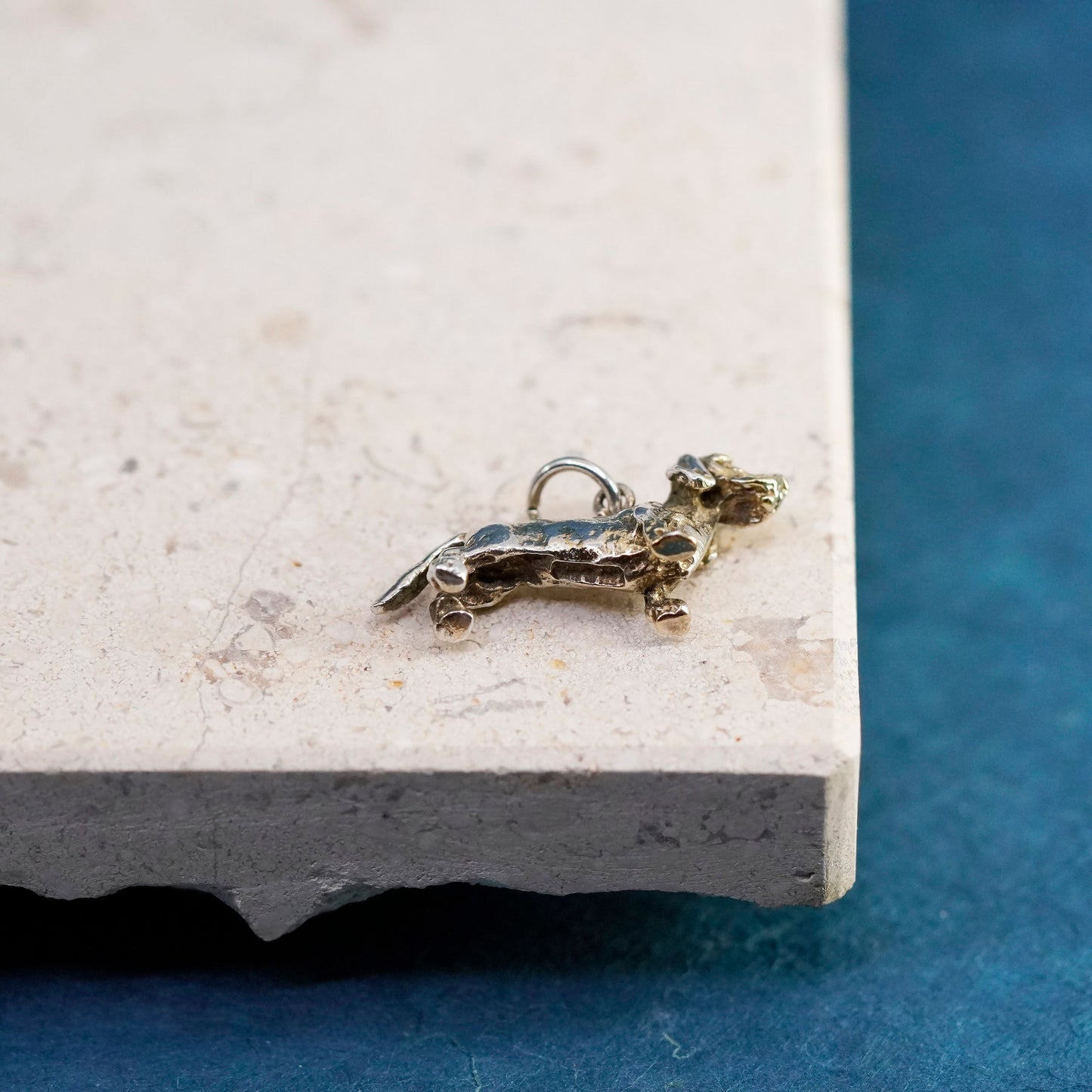 Vintage Sterling silver handmade pendant. 925 Dachshund dog charm