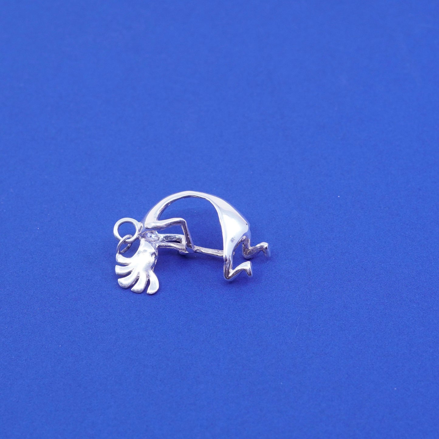 Native American Sterling silver handmade pendant, 925 Kokopelli charm, Navajo