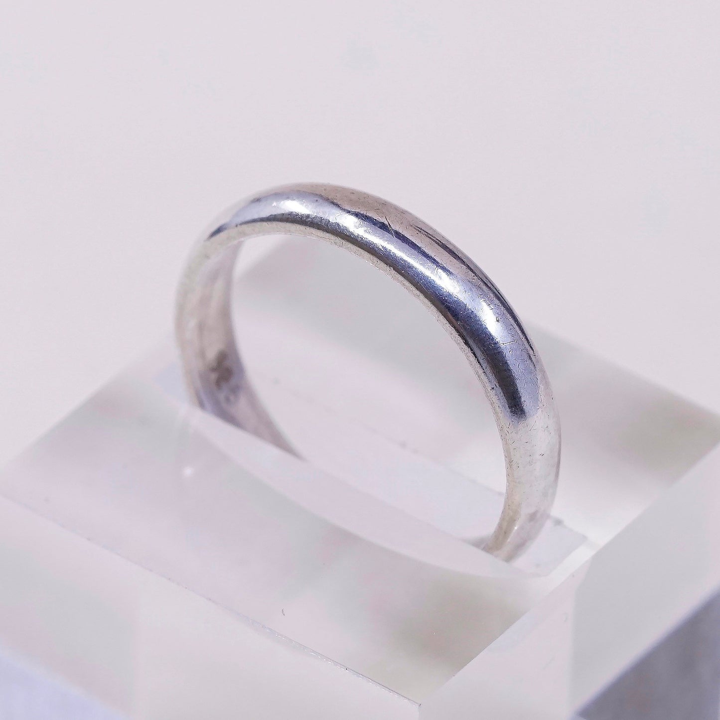 sz 12.25 vtg mexico sterling silver handmade ring, 925 wedding band
