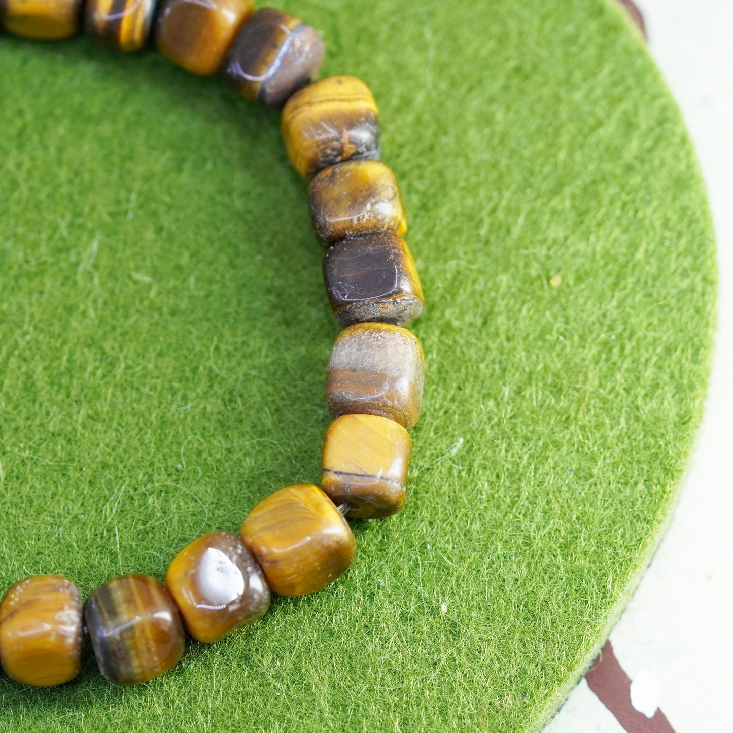 6.5”, Bracelet with golden tiger eye beads with sterling 925 silver charm “hope