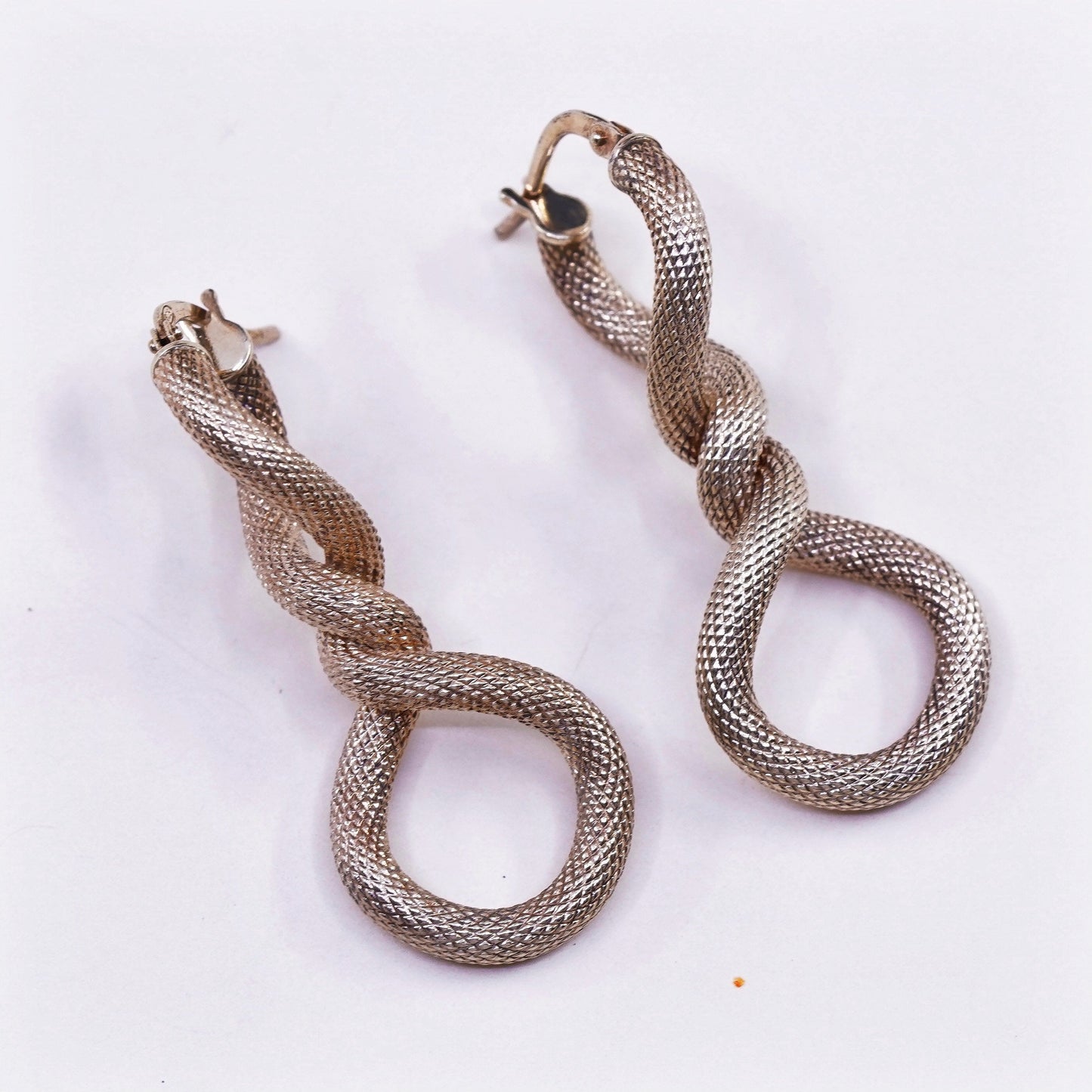 1.5”, vermeil gold sterling silver handmade earrings, mesh twisted 925 hoops