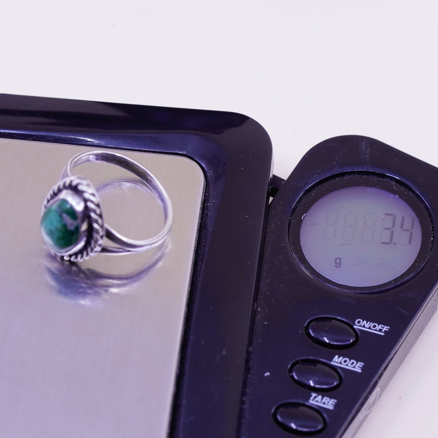 Size 6.25, Native American sterling silver ring, handmade 925 ring w/ turquoise