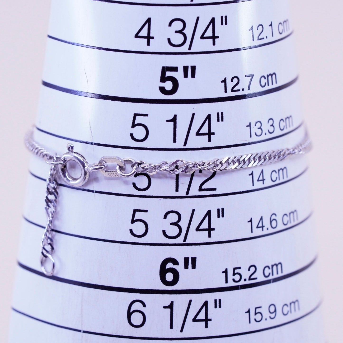 5.5+0.5”, sterling silver bracelet, 925 twisted curb chain name “Katherine” tag