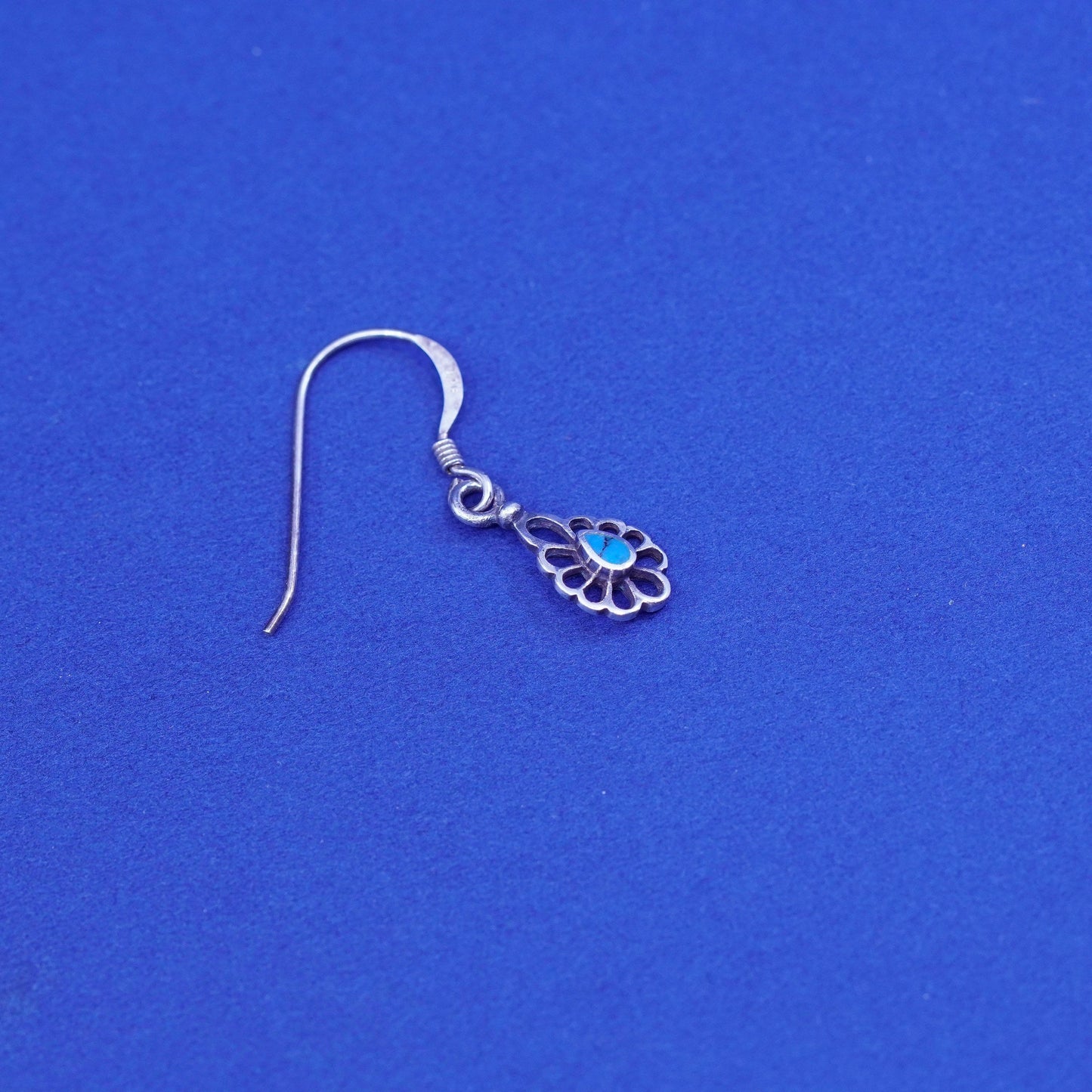 Vintage Sterling 925 silver handmade earrings with teardrop turquoise