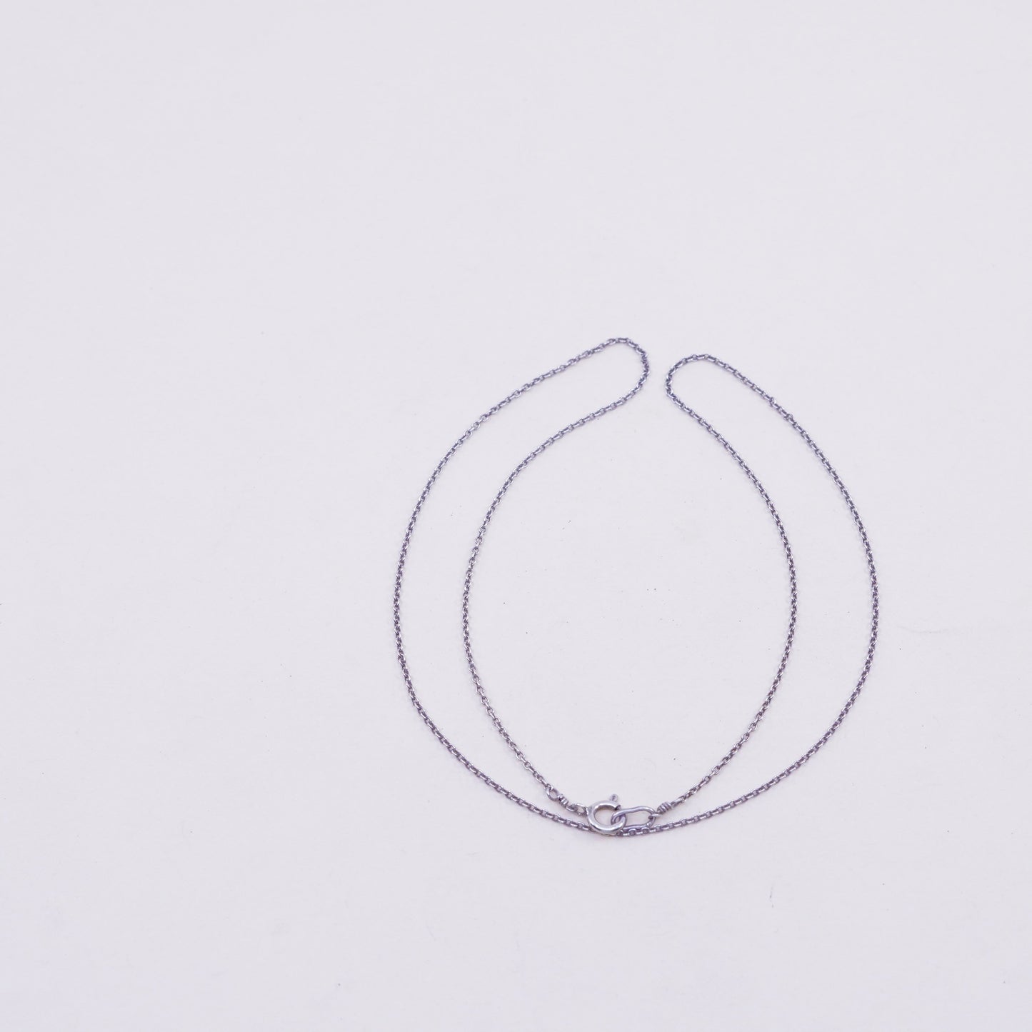 16”, 1mm, Vintage sterling silver circle chain, Italy 925 necklace