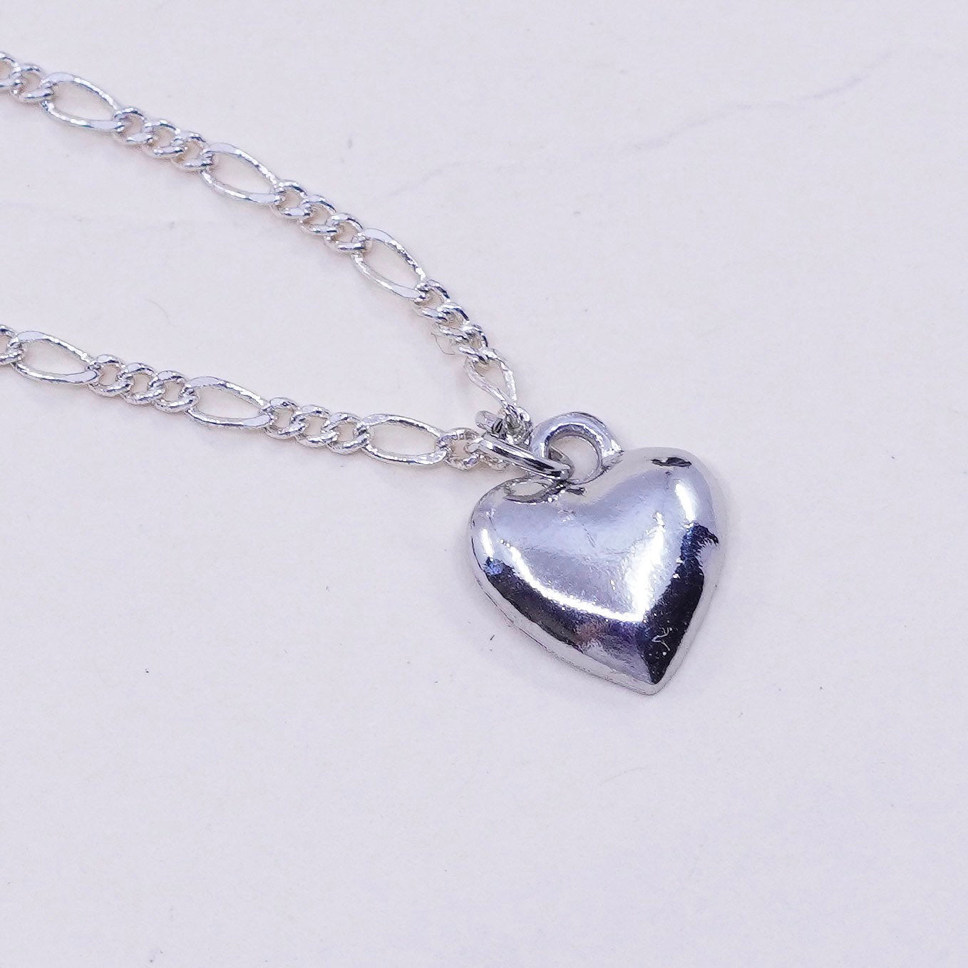 9.5”, Vintage sterling silver ankle bracelet, Italy 925 chain, figaro anklet