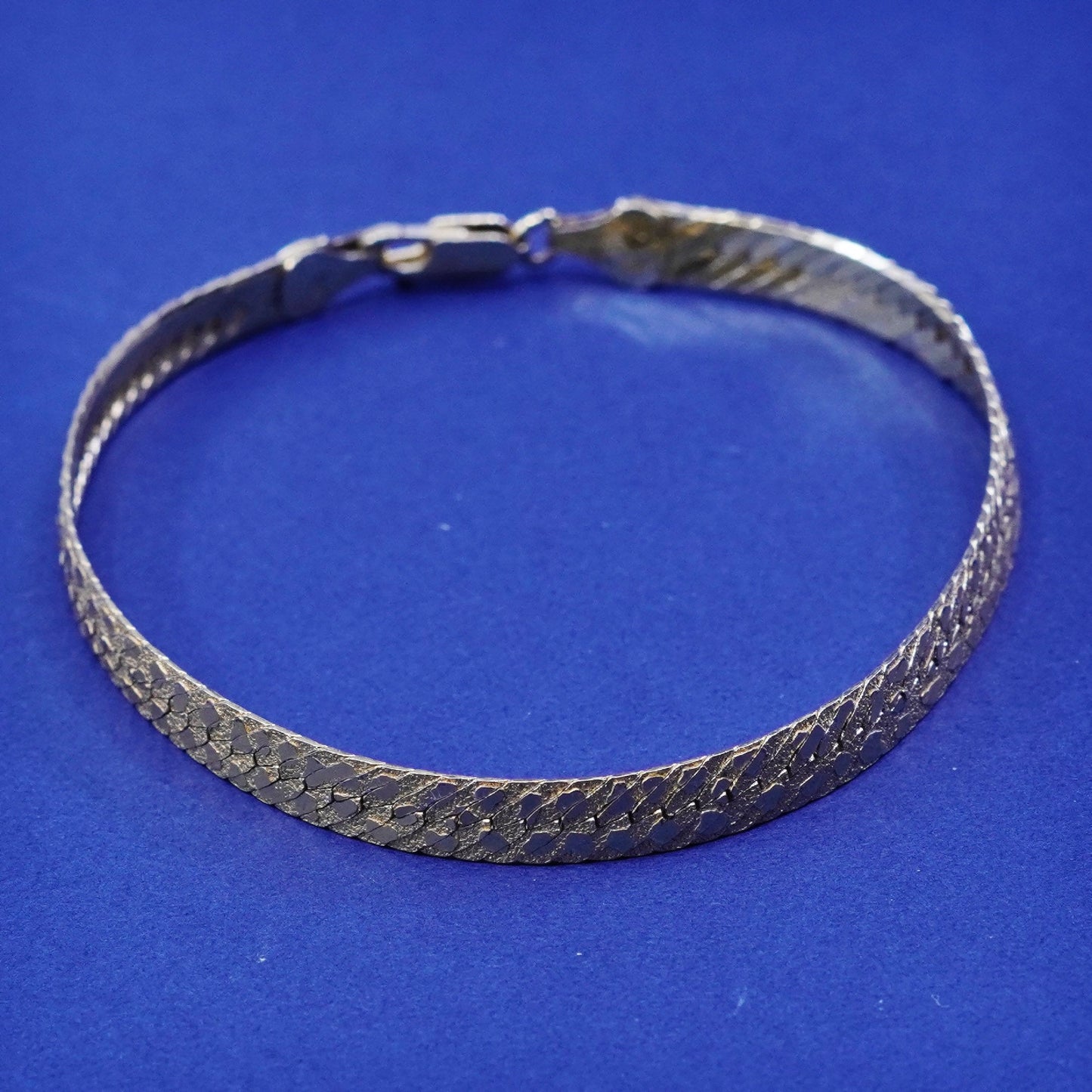 7.75”, vintage vermeil gold over Sterling silver bracelet 925 herringbone chain