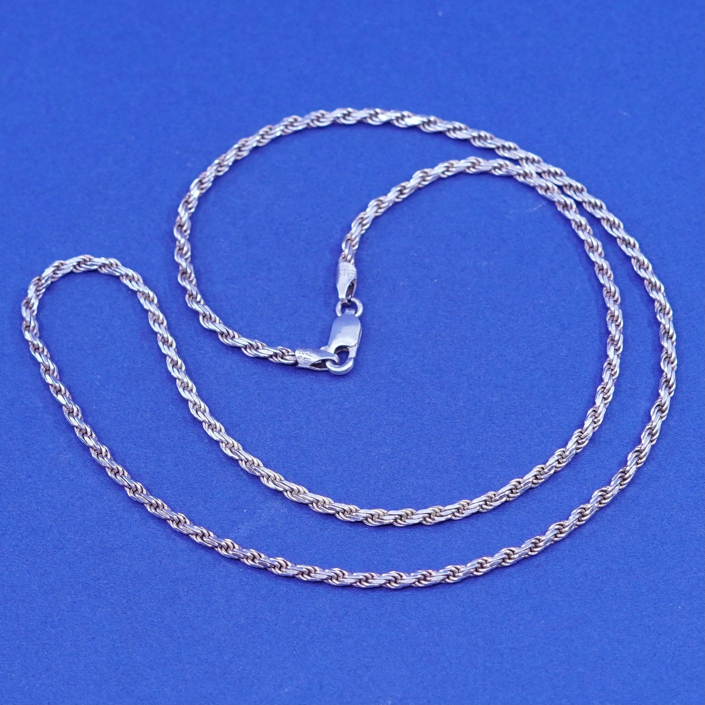 18”, 2mm, vintage Sterling silver handmade necklace, 925 rope chain