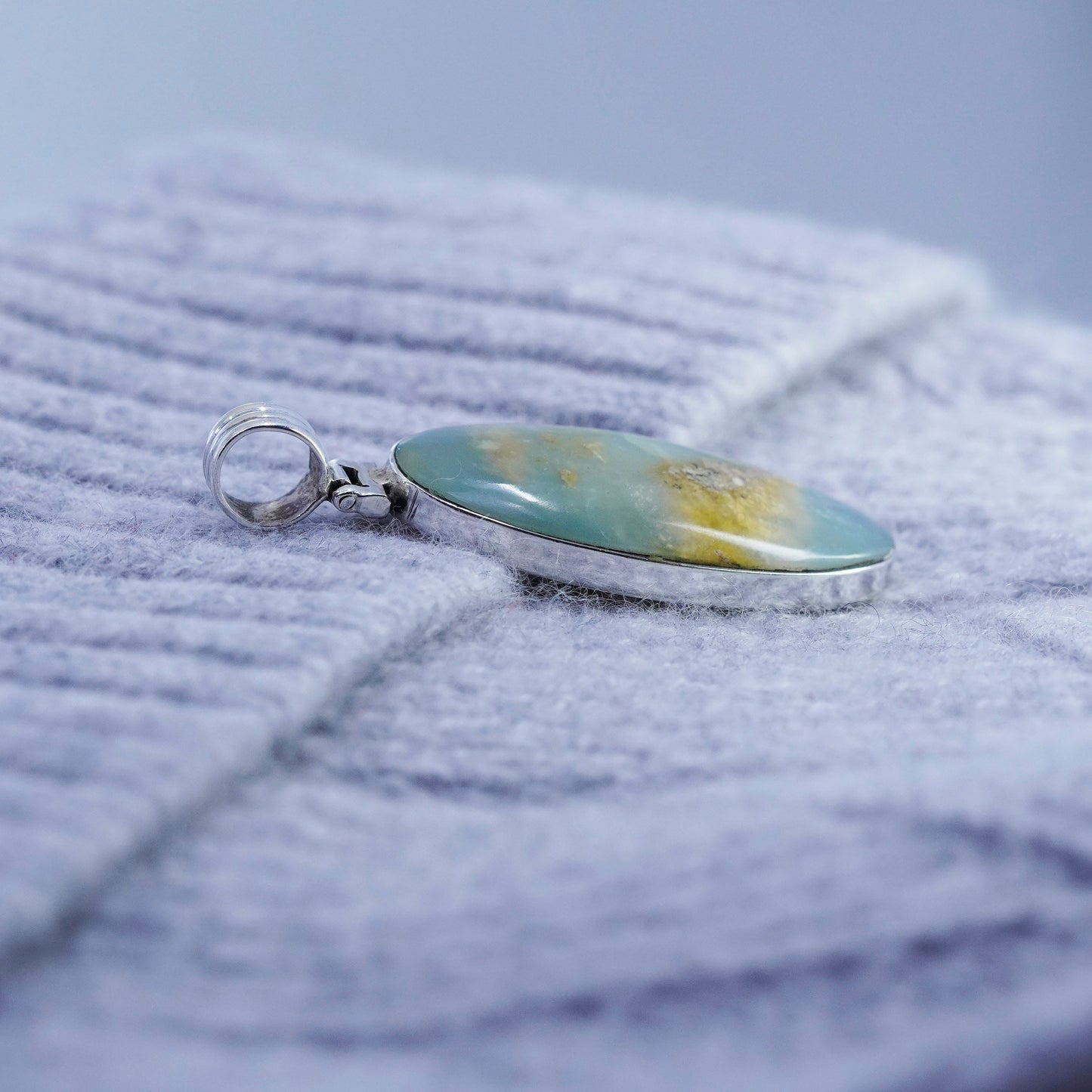 antique sterling 950 silver handmade pendant with landscape agate