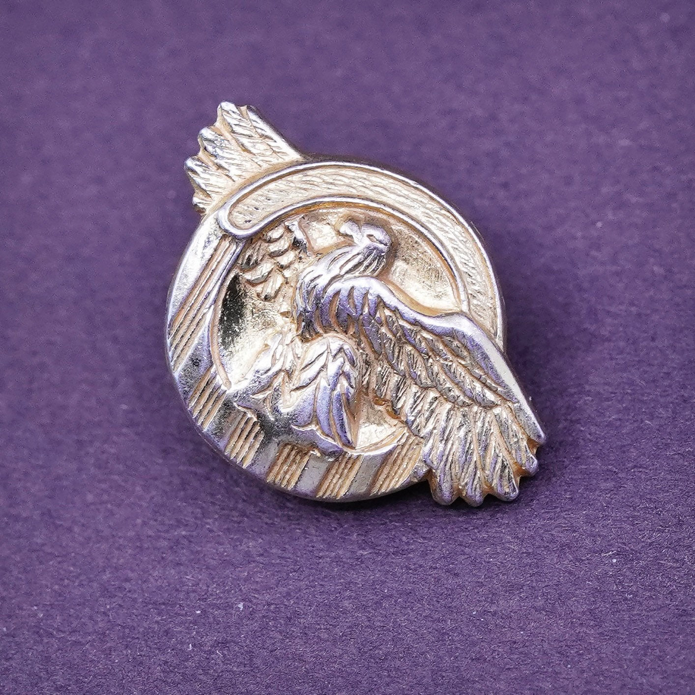 Vintage vermeil gold over sterling 925 silver eagle brooch pin
