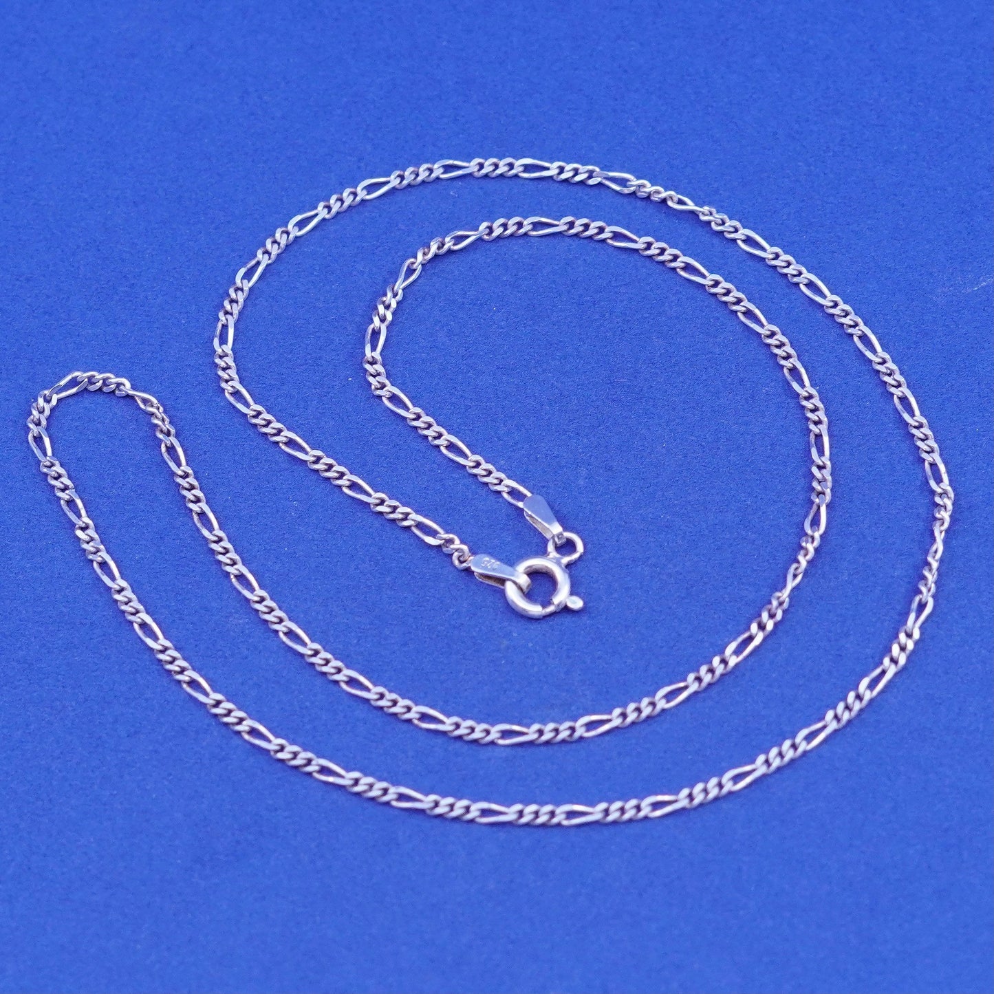 18”, 2mm, vintage Sterling silver handmade necklace, 925 Figaro chain
