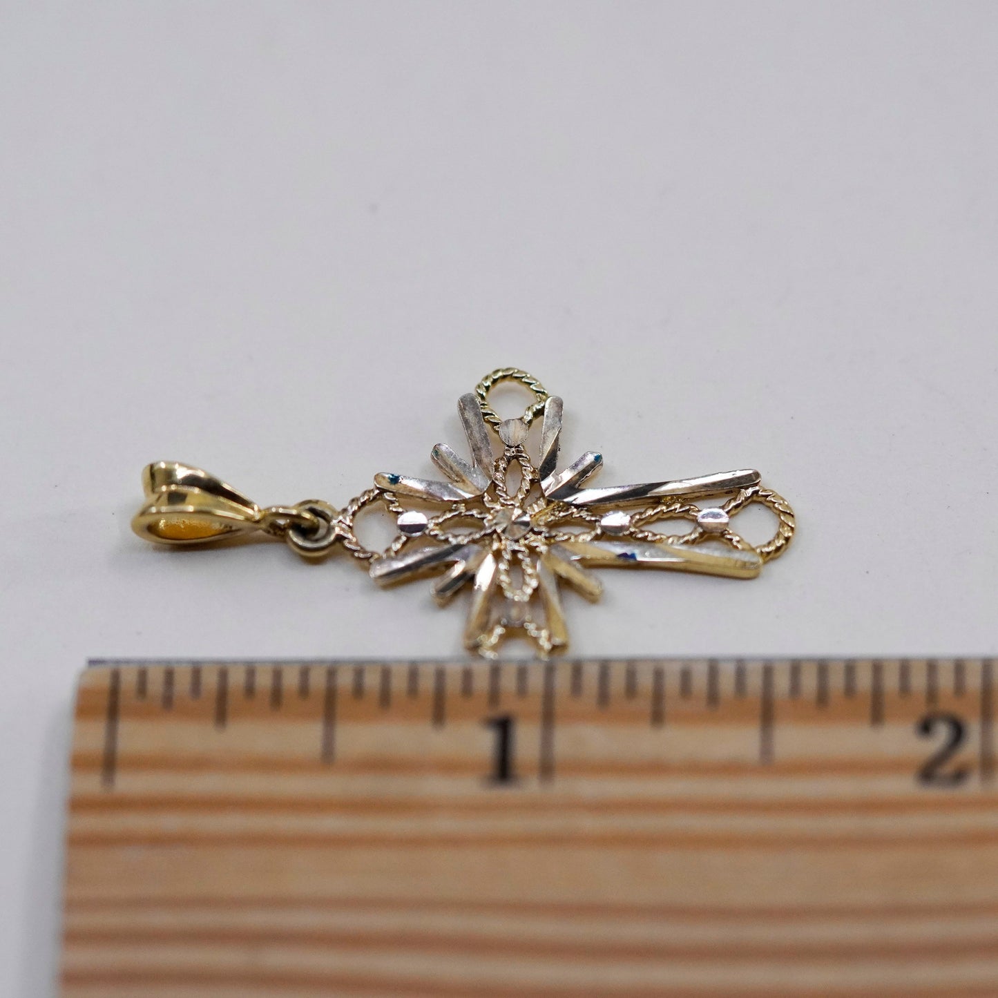 Vermeil Gold over Sterling silver pendant, filigree 925 cross pendant