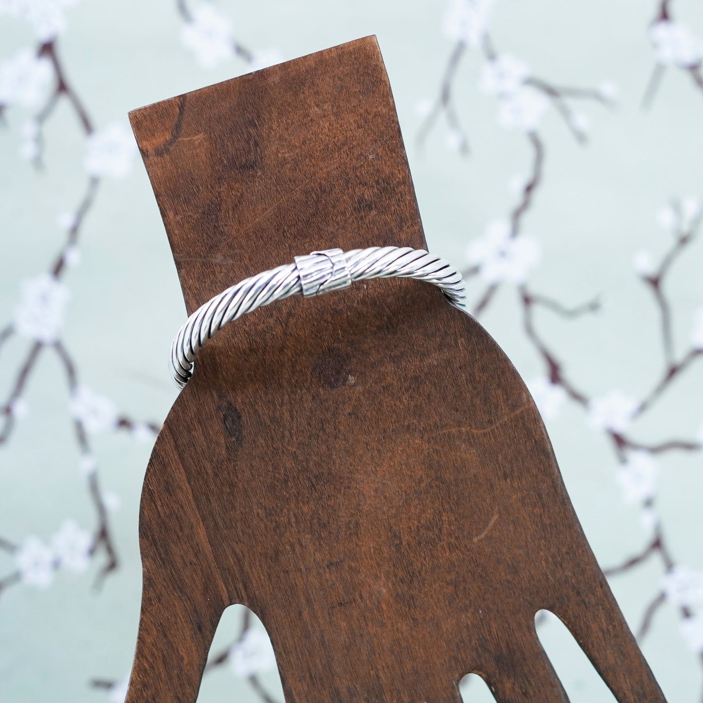 6.5”, Flli Menegatti jewelry Sterling silver bracelet, 925 cable cuff 14K gold