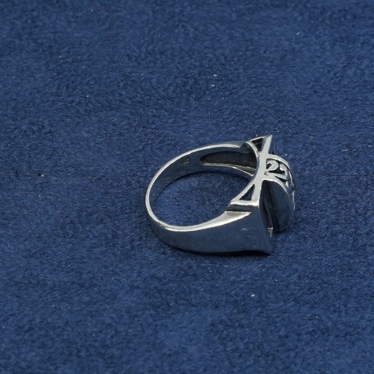 sz7.75, vtg sterling silver handmade ring, 925 filigree bali band