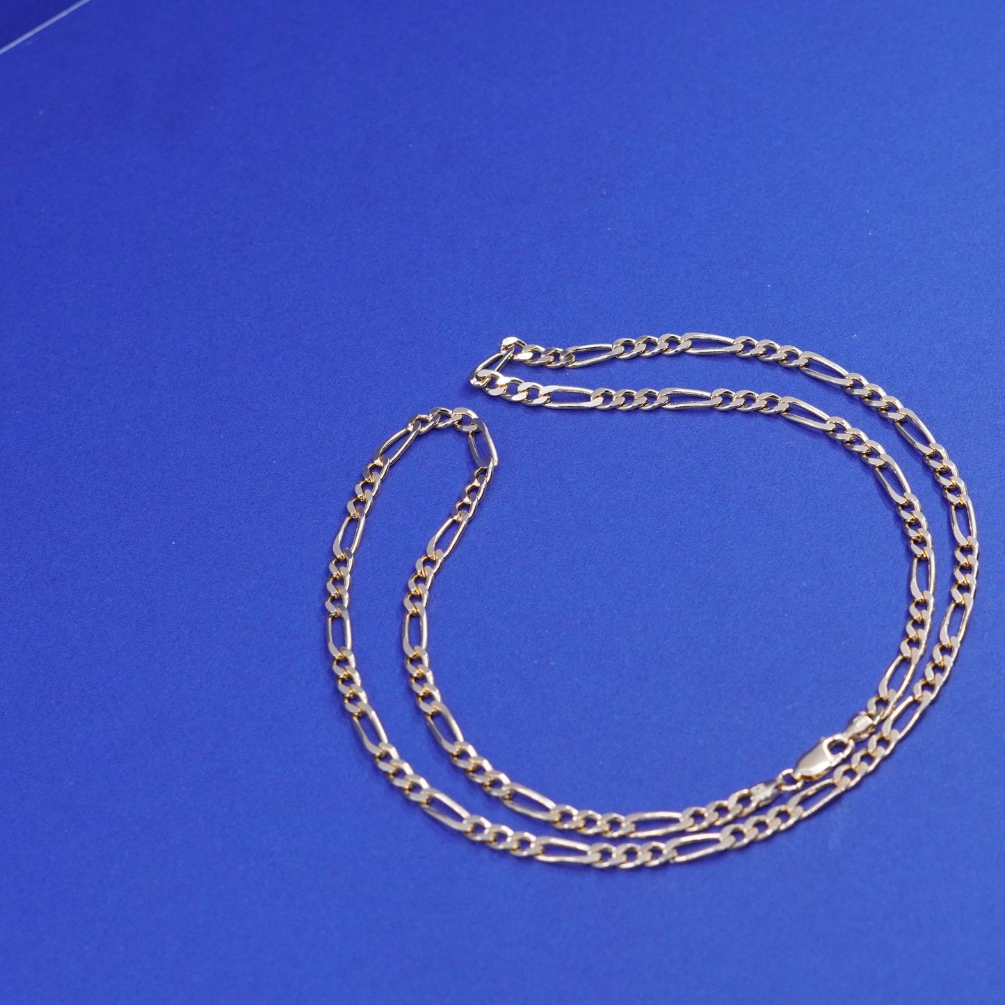 24”, vermeil gold filled Sterling silver handmade necklace, 925 Figaro chain
