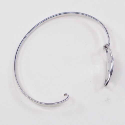 7”, Sterling 925 Silver Handmade Bracelet, Hinged Bangle Embossed Leaf N Diamond