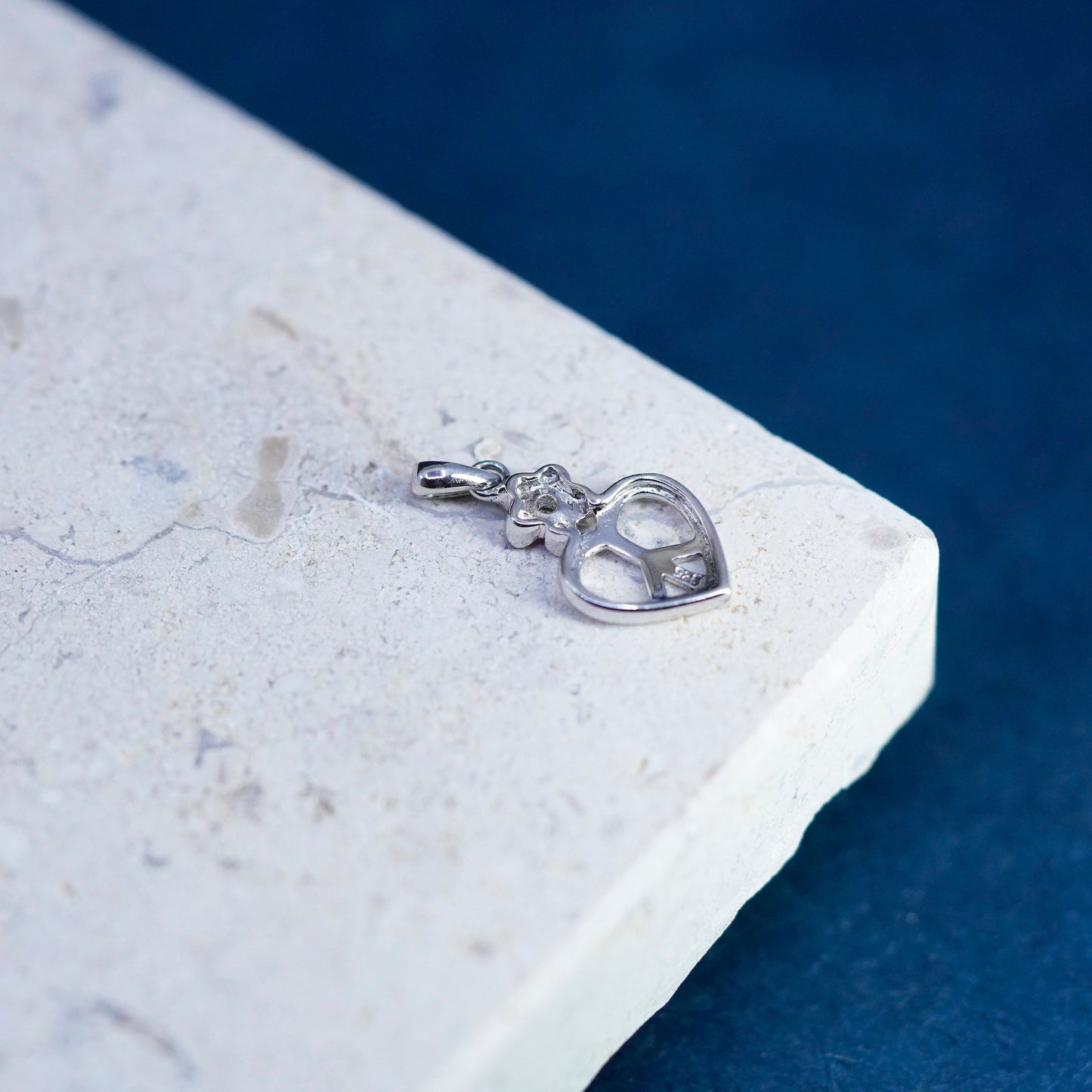 Vintage Sterling silver pendant, 925 peace symbol, CND heart symbol