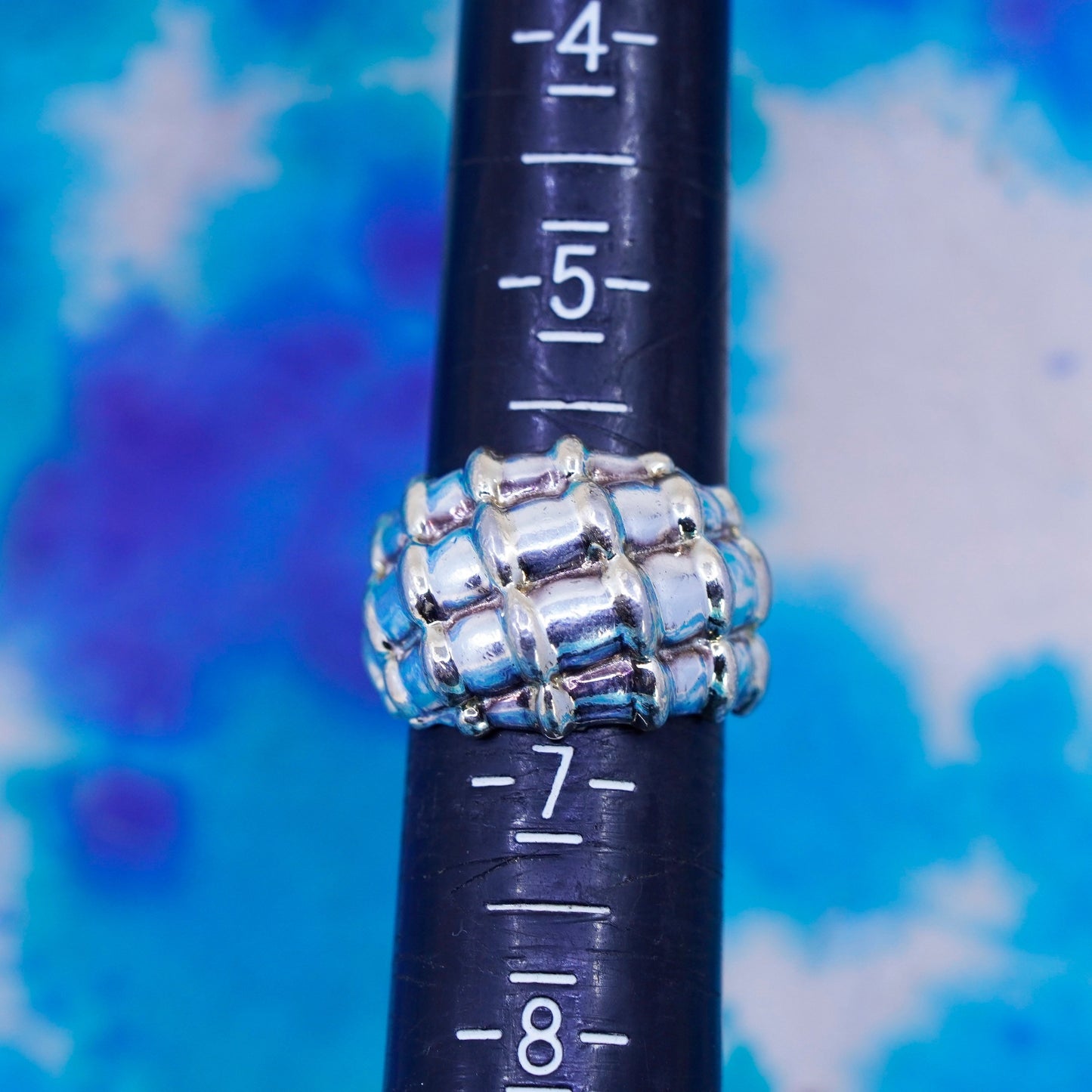 Size 6, minimalist Sterling silver handmade ribbed ring, 925 statement band