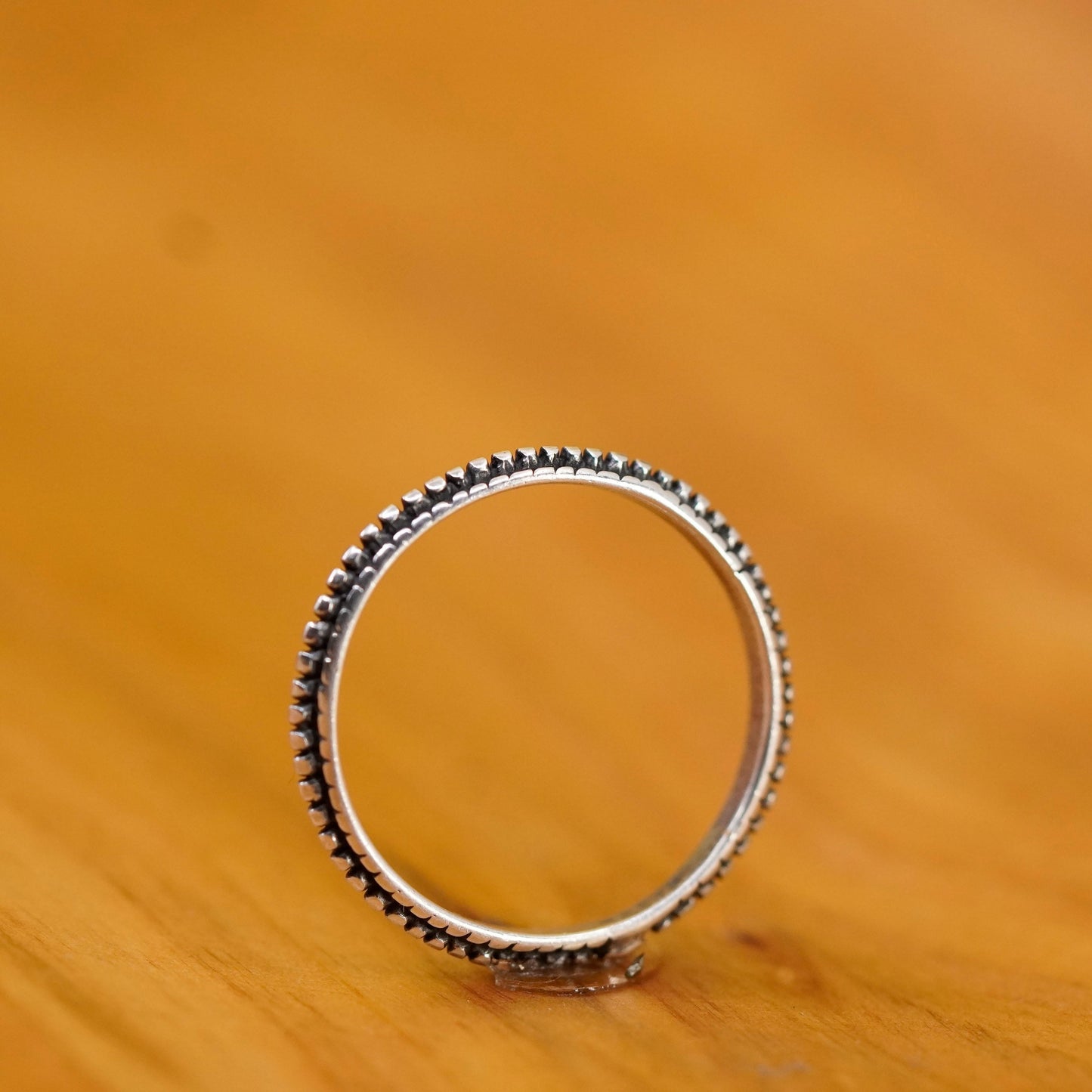 Size 8, vtg Sterling silver stackable handmade ring, 925 stackable band beads