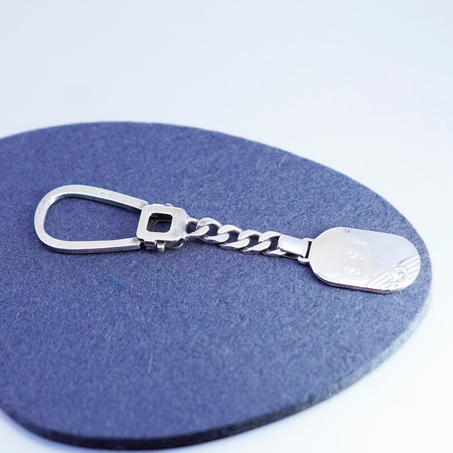 Vintage Sterling 925 silver handmade keychain with tag monogram initial “SSP”