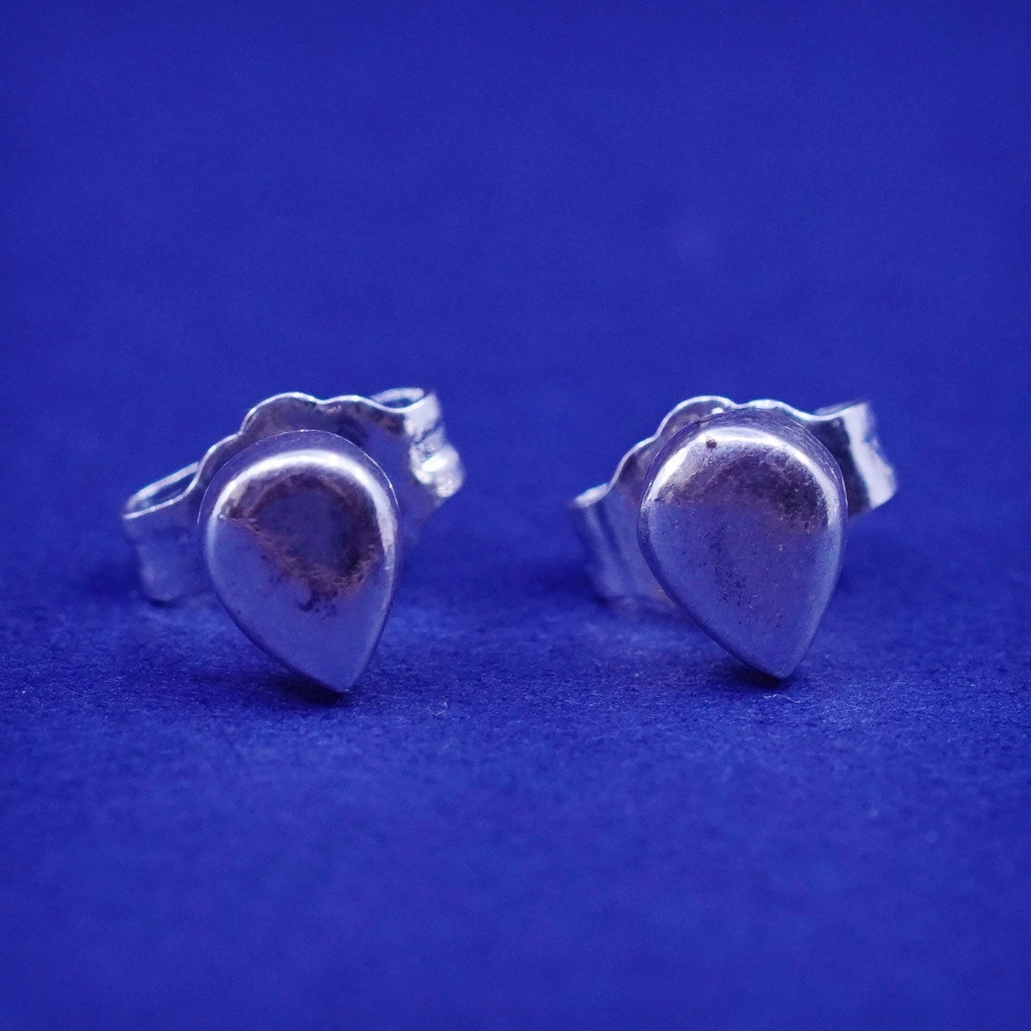 Vintage sterling silver handmade earrings, 925 teardrop studs