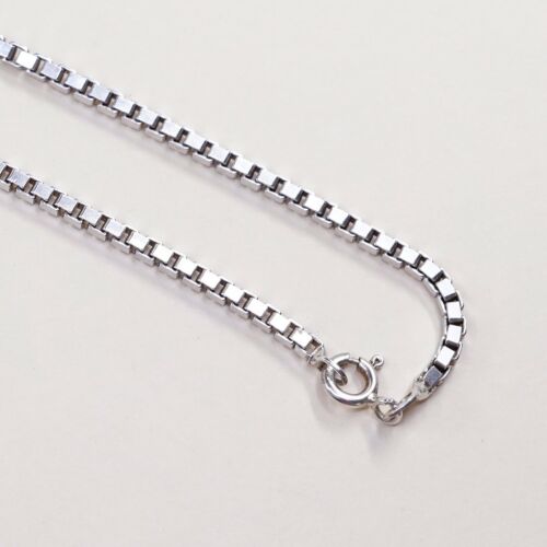 24”, 2mm, Vtg 925 Sterling Silver Box Link chain necklace, Stamped 925 Italy