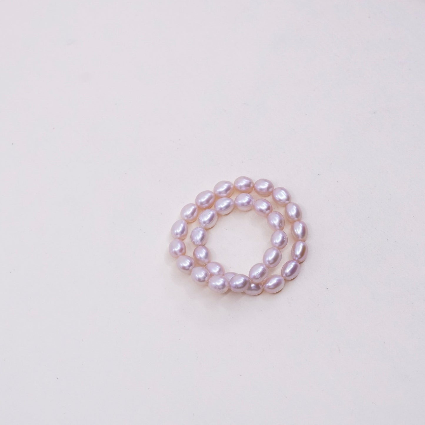 7”, Vintage handmade pink pearl bracelet with elastic band