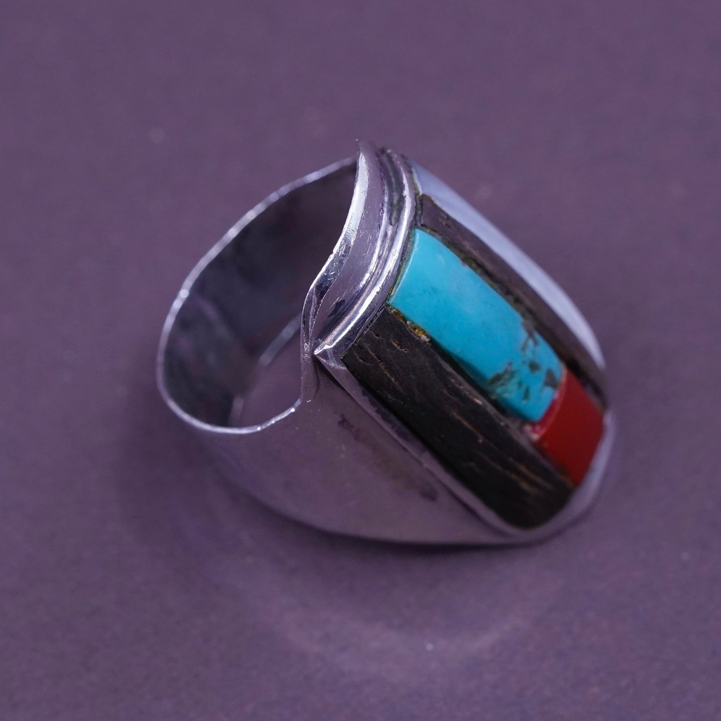 sz, Native American Sterling 925 silver ring, navajo jewelry with turquoise