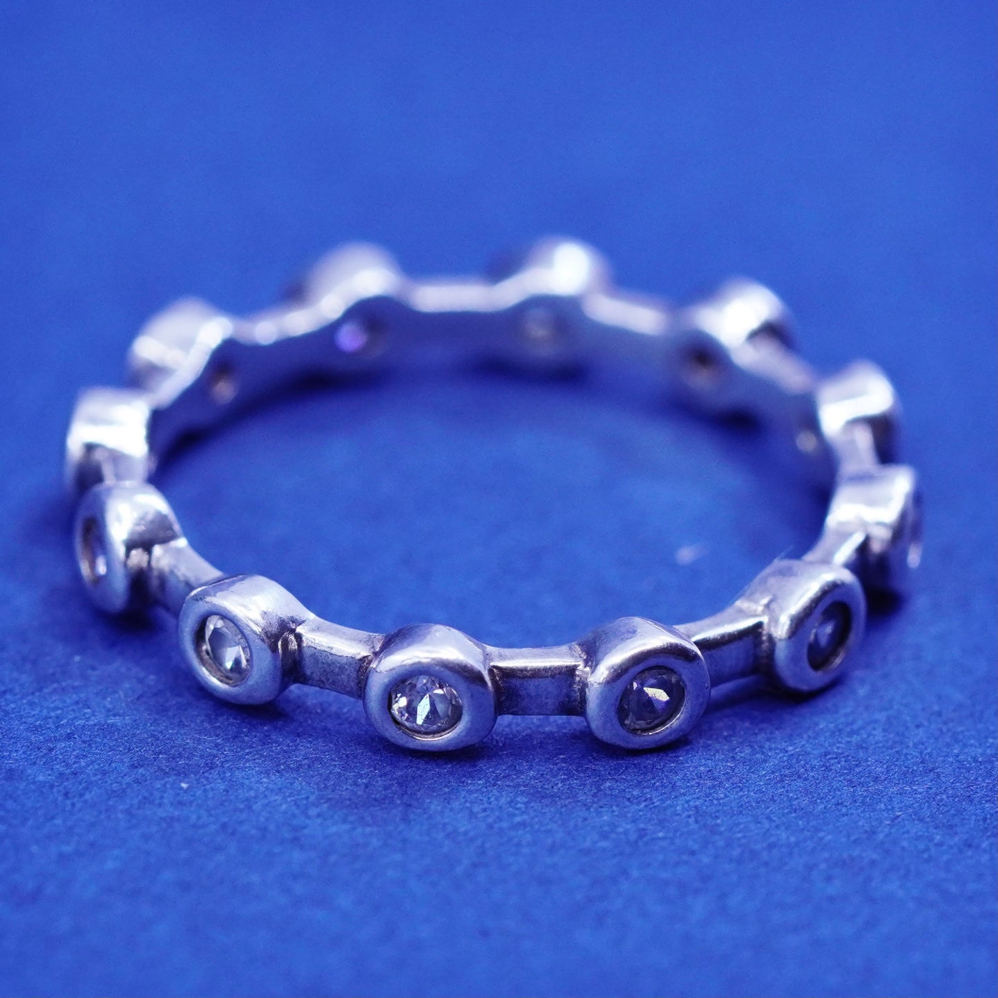 Size 7.25, Silpada Sterling 925 Silver Cubic Zirconia Band Stack Ring R2063