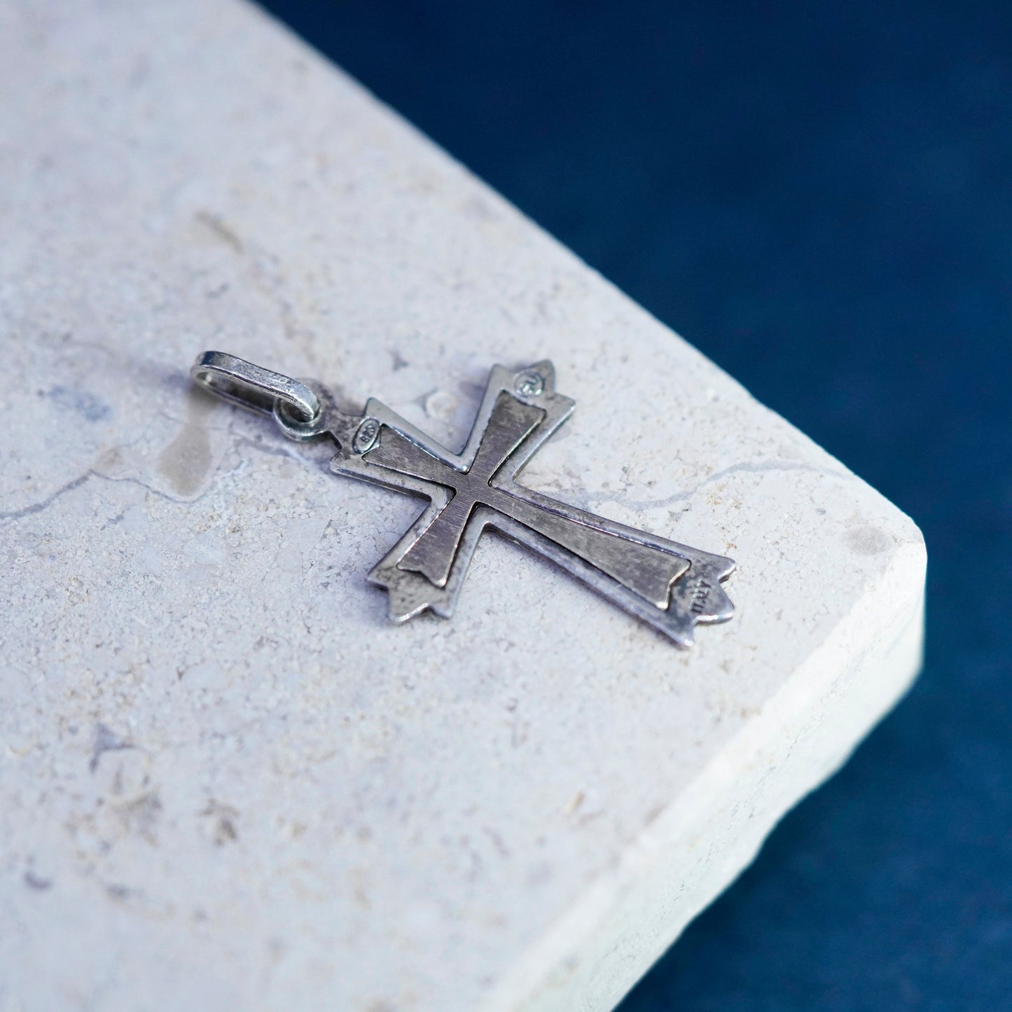 Vintage two tone Sterling silver Handmade charm, 925 cross pendant