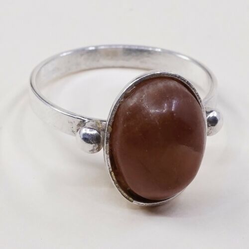Size 9, Vintage sterling silver handmade ring, 925 silver With Red agate