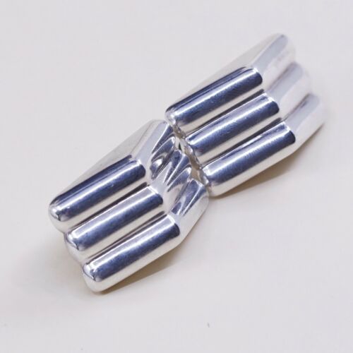 Vtg Jondell Jewelry STERLING 925 SILVER Handmade Earrings, Ribbed 925 Clip On