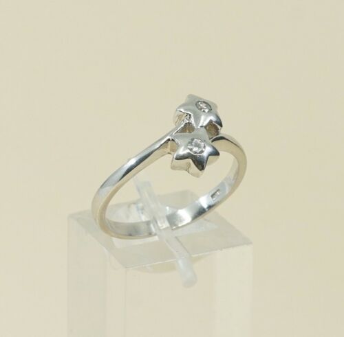 Sz 8.25, Sterling Silver Ring, 925 Silver Ring W/ Crystal stars
