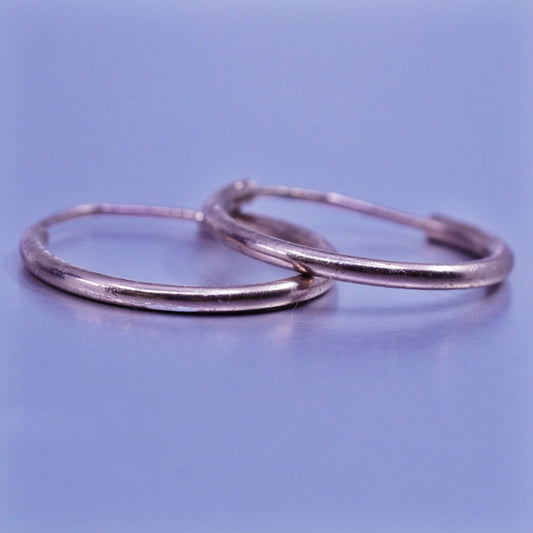 0.5”, vintage Sterling silver handmade earrings, 925 bamboo textured hoops