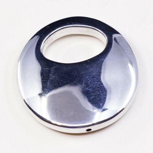 Vintage Sterling Silver Handmade Pendant, Sun Circle Shaped Pendant