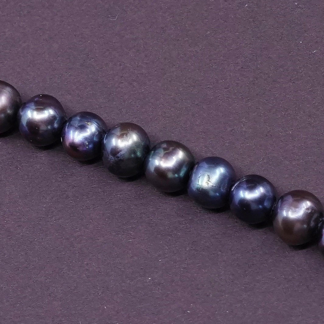 7.25" handmade Tahitian pearl beads bracelet, sterling 925 silver toggle