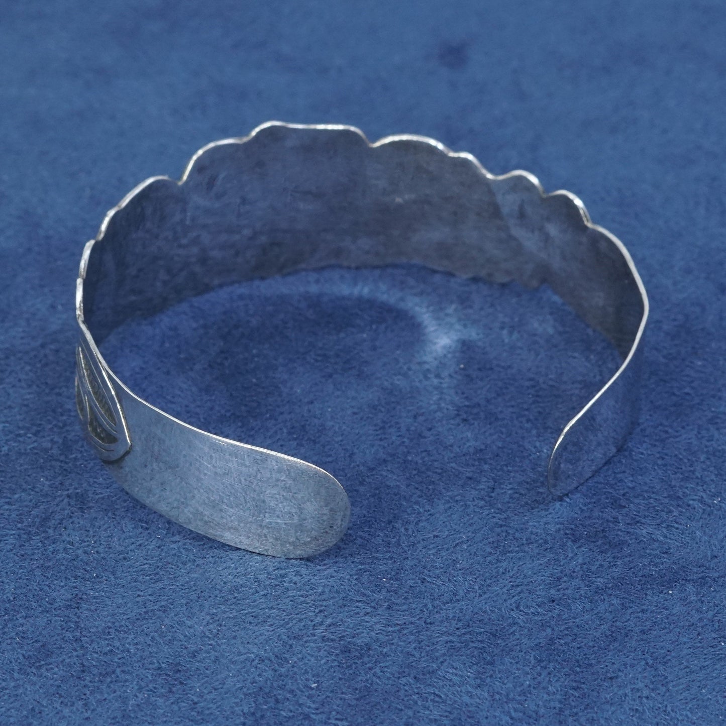 8.25", vtg sterling silver handmade bracelet, 925 worship cuff