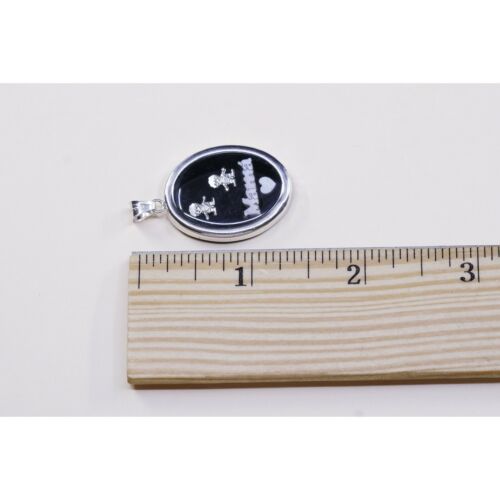 Veg sterling 925 silver handmade pendant W/ Black Wood charm W/ Mama Mop