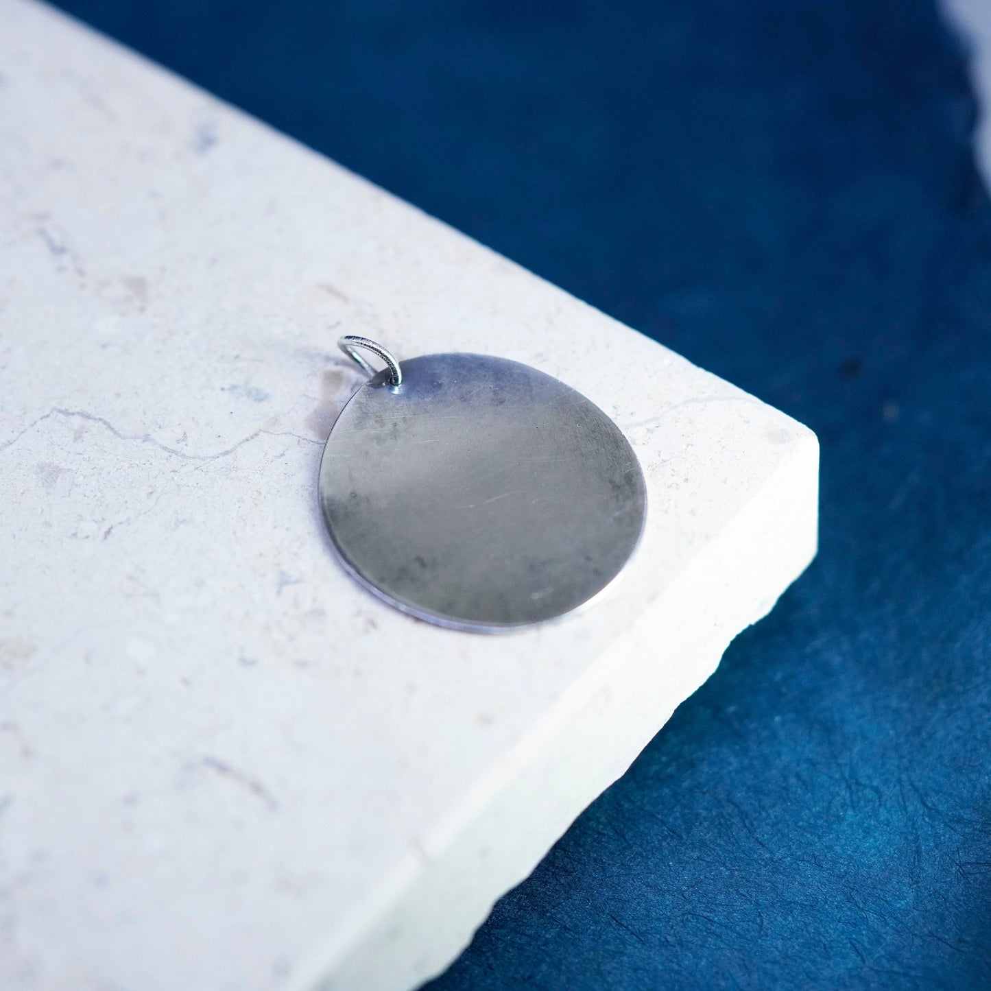 Vintage Sterling silver handmade pendant, 925 leaf tag