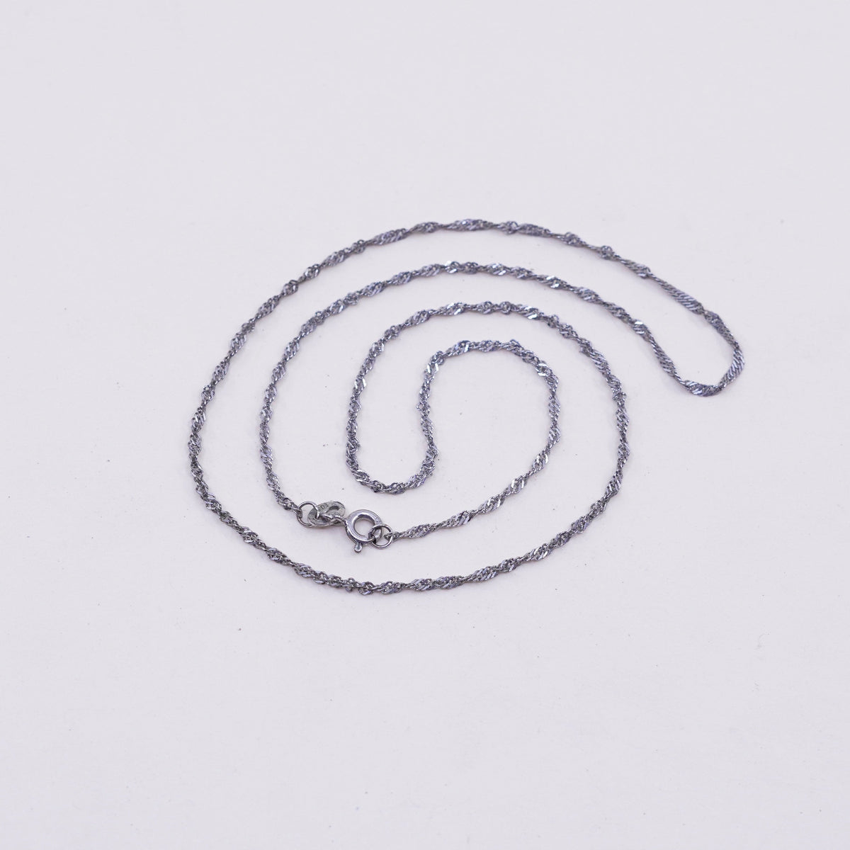 18”, 1mm, Vintage sterling silver Italy 925 silver twisted curb chain, necklace