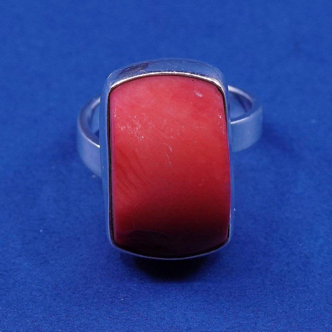 sz 7, vtg Sterling silver handmade ring, 925 w/ coral