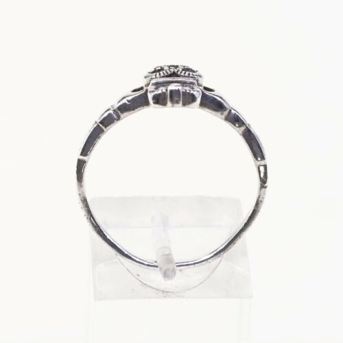 Size 9.25, Vtg Sterling Silver Handmade Ring, 925 claddagh Heart W/ Marcasite