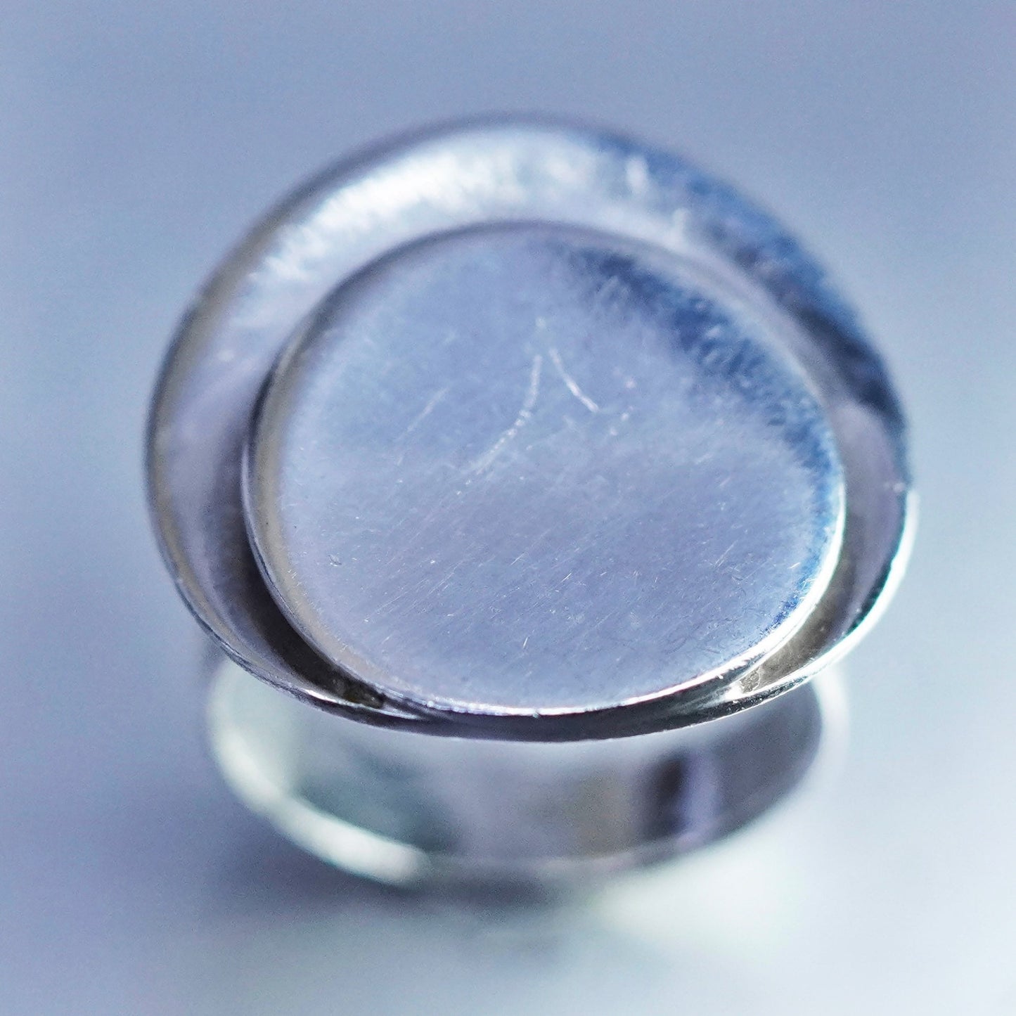 Size 8, Sterling 925 silver handmade ring, modern minimalist double circle band