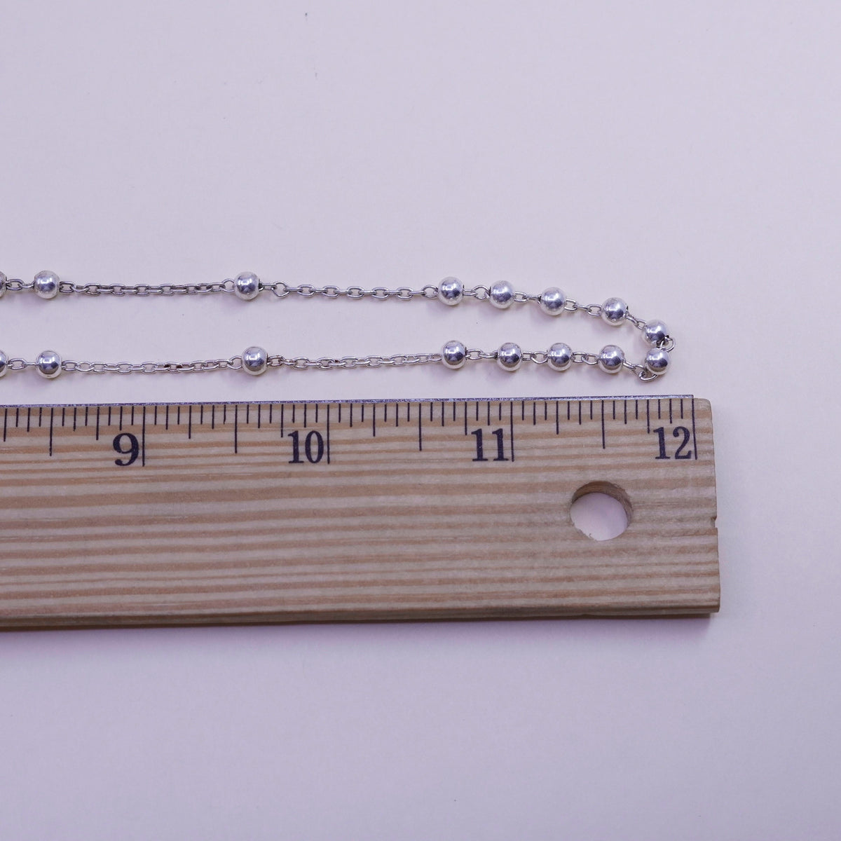 24”, Vintage Israel sterling silver rosary necklace circle chain cross pendant