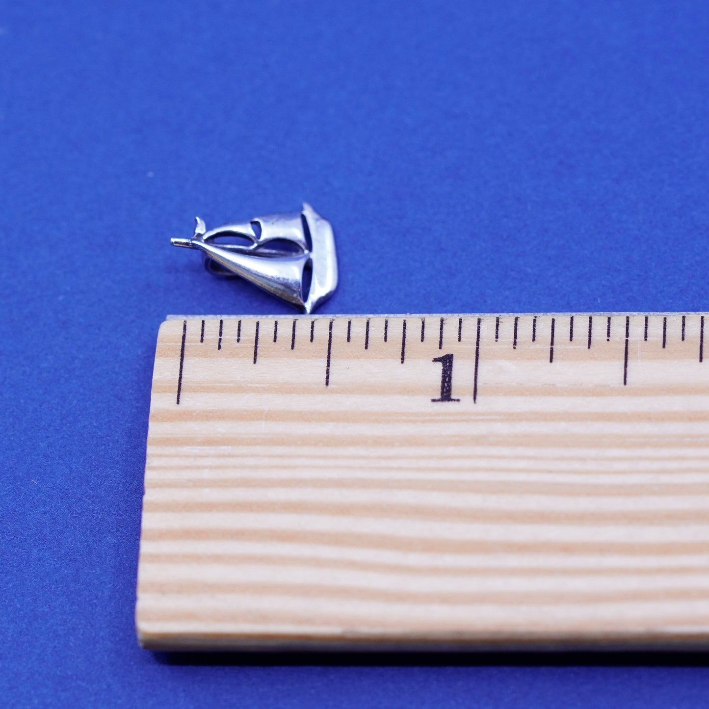 Vintage sterling silver handmade pendant, 925 sailing boat charm