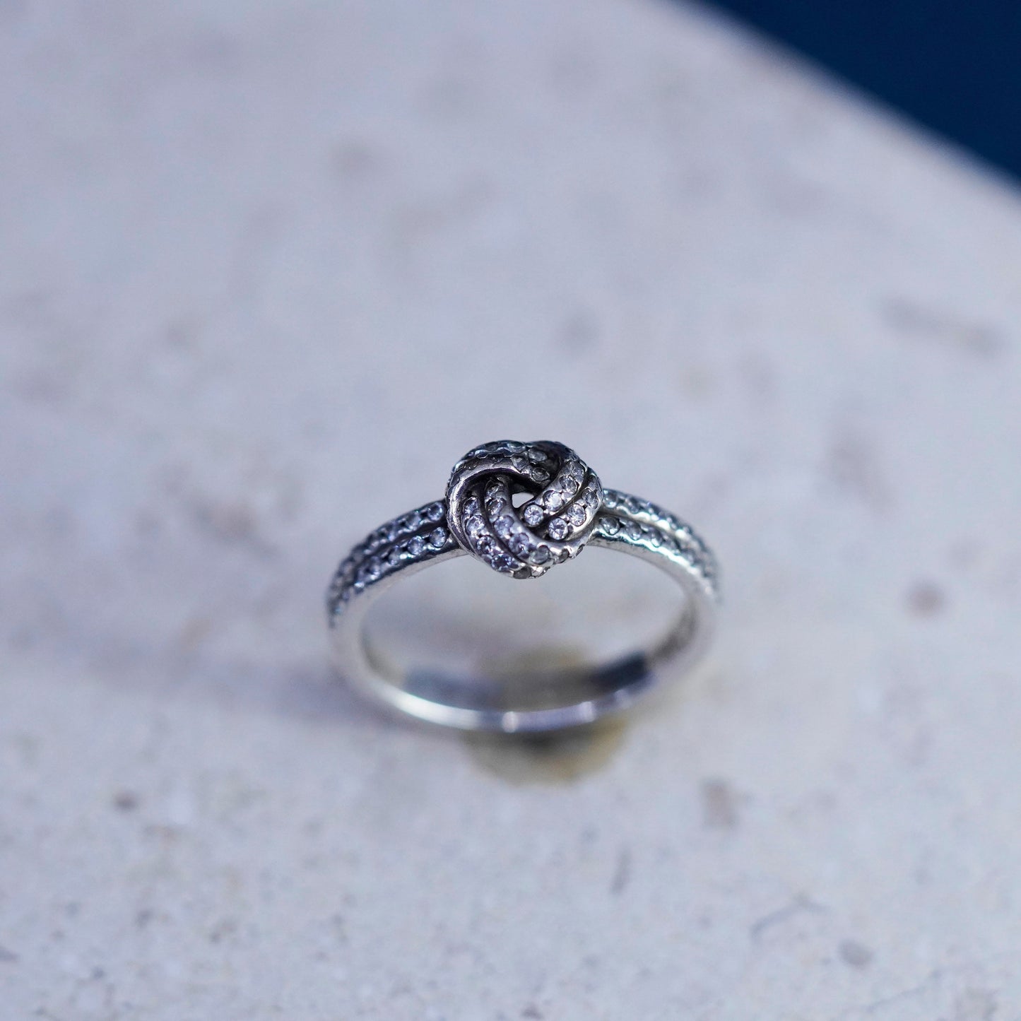 Size 7, vintage ALE sterling 925 silver engagement ring with cz